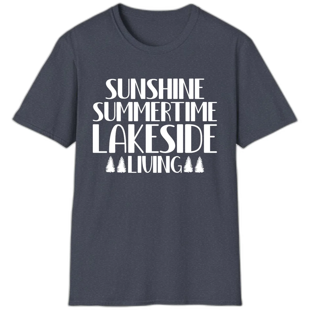 Sunshine Summertime Lakeside Living T-Shirt in Heather Navy