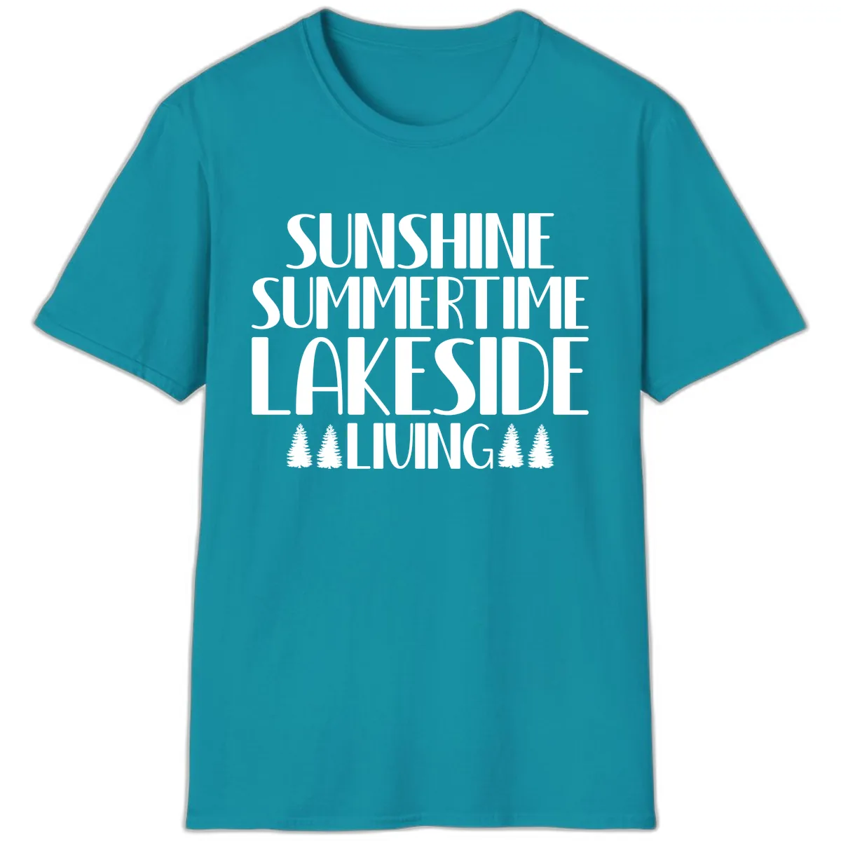 Sunshine Summertime Lakeside Living T-Shirt in Tropical Blue