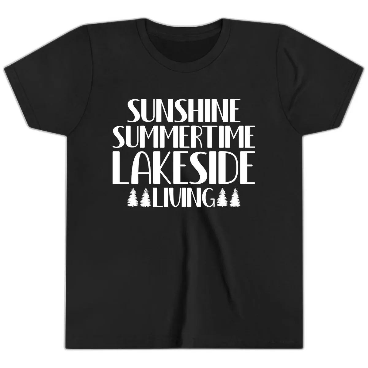 Sunshine Summertime Lakeside Living Youth T-Shirt in Black