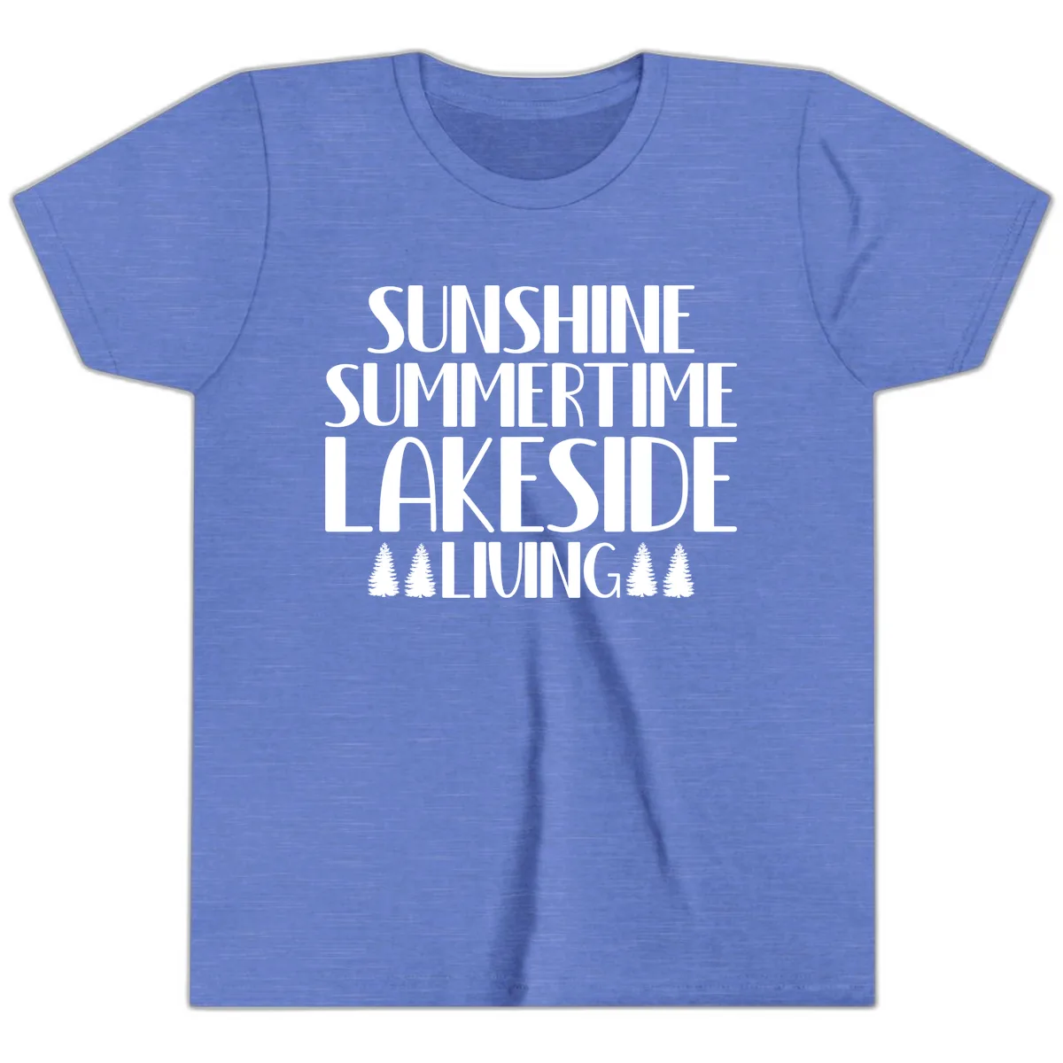 Sunshine Summertime Lakeside Living Youth T-Shirt in Heather Columbia Blue