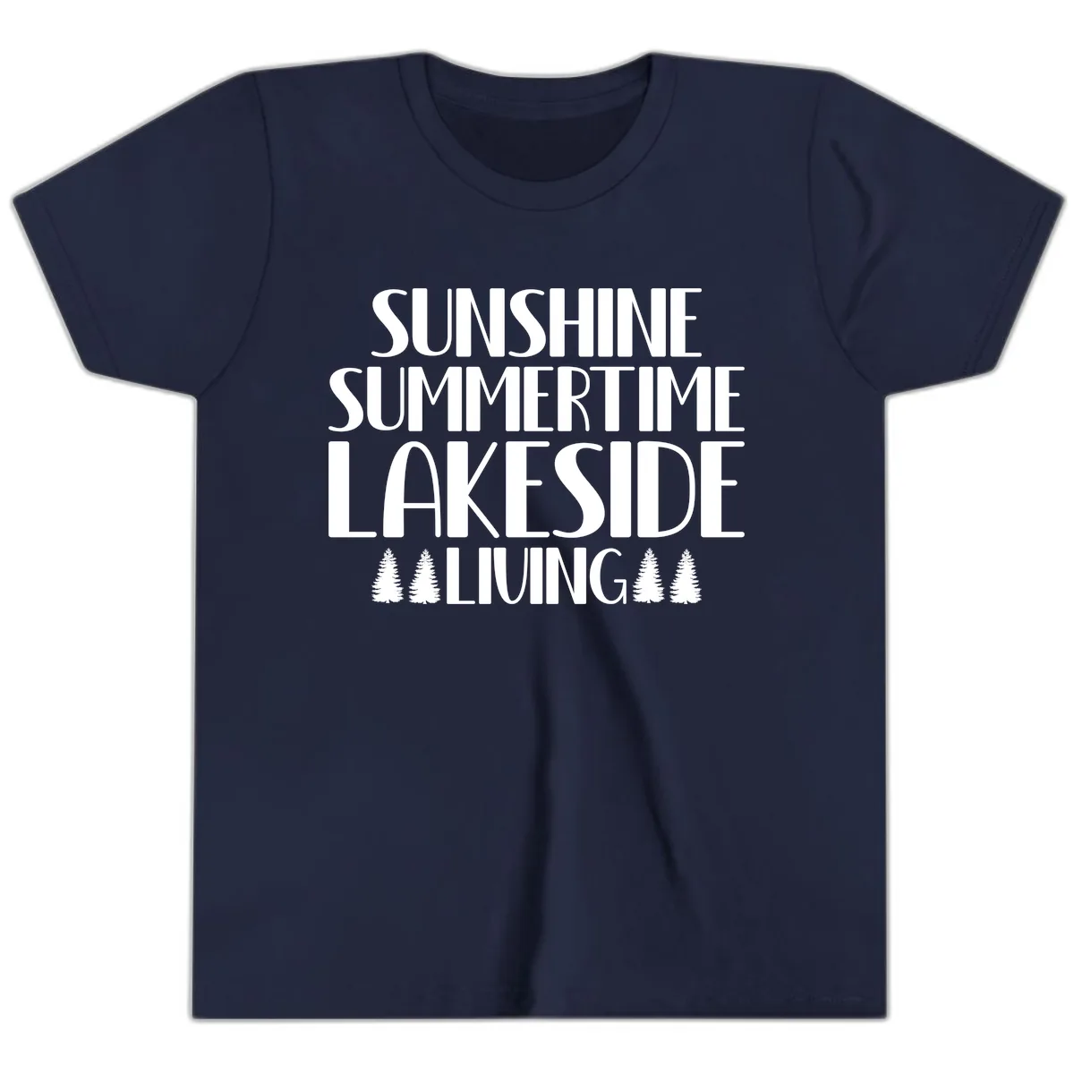 Sunshine Summertime Lakeside Living Youth T-Shirt in Navy