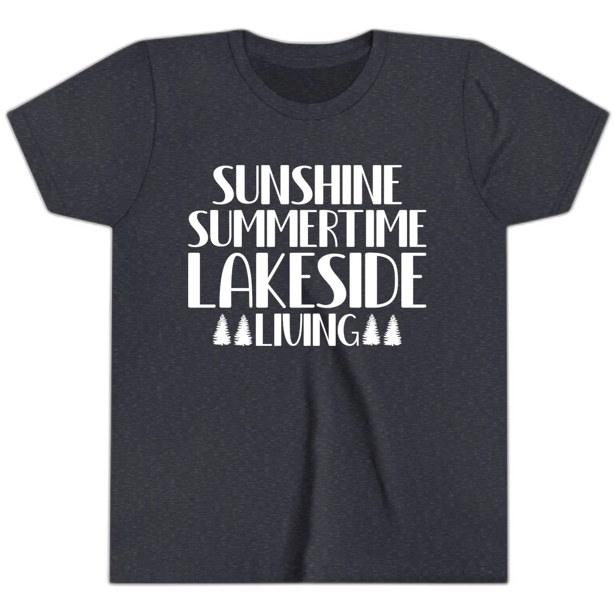 Sunshine Summertime Lakeside Living Youth T-Shirt in Heather Navy