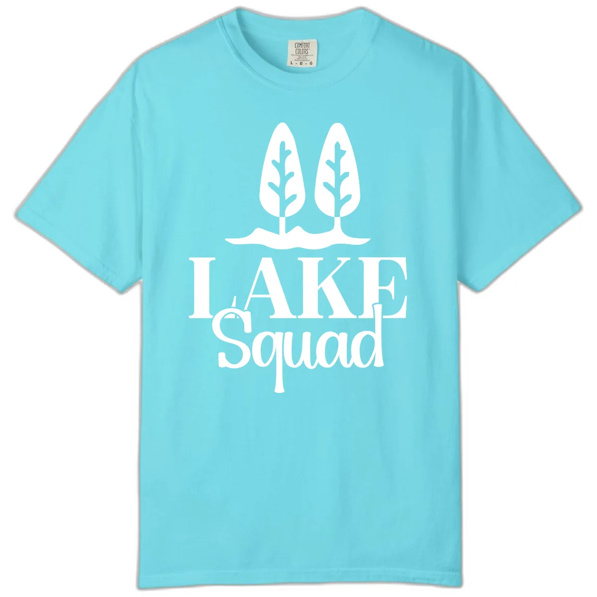 Lake Squad Lakeside Trees Comfort Color in Lagoon Blue