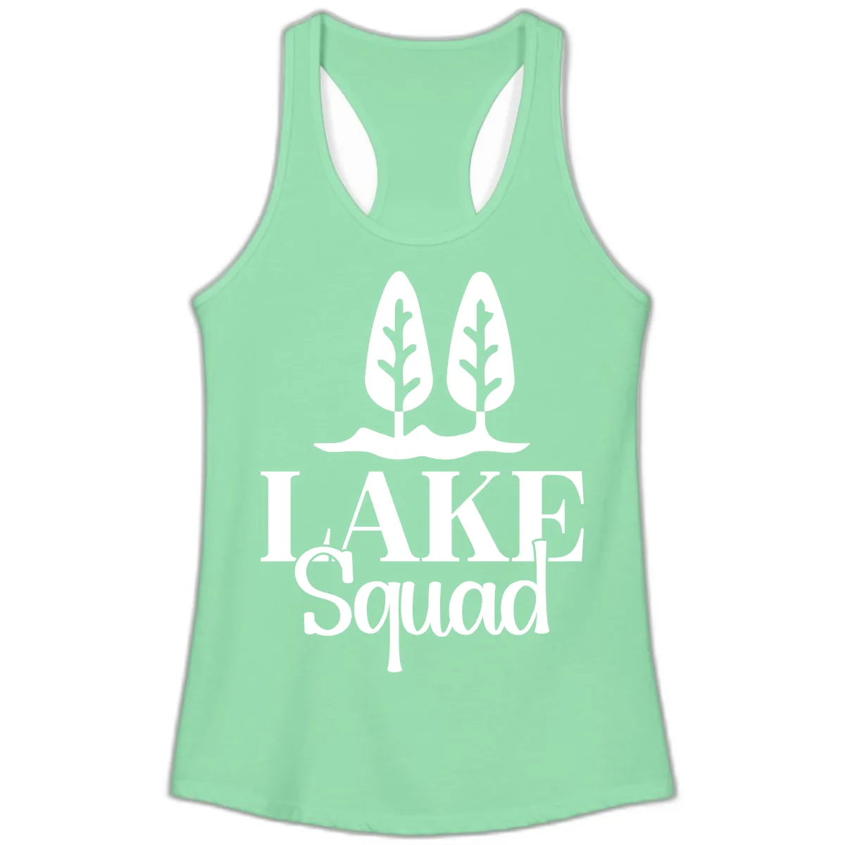 Lake Squad Lakeside Trees Ladies Tank in Solid Mint