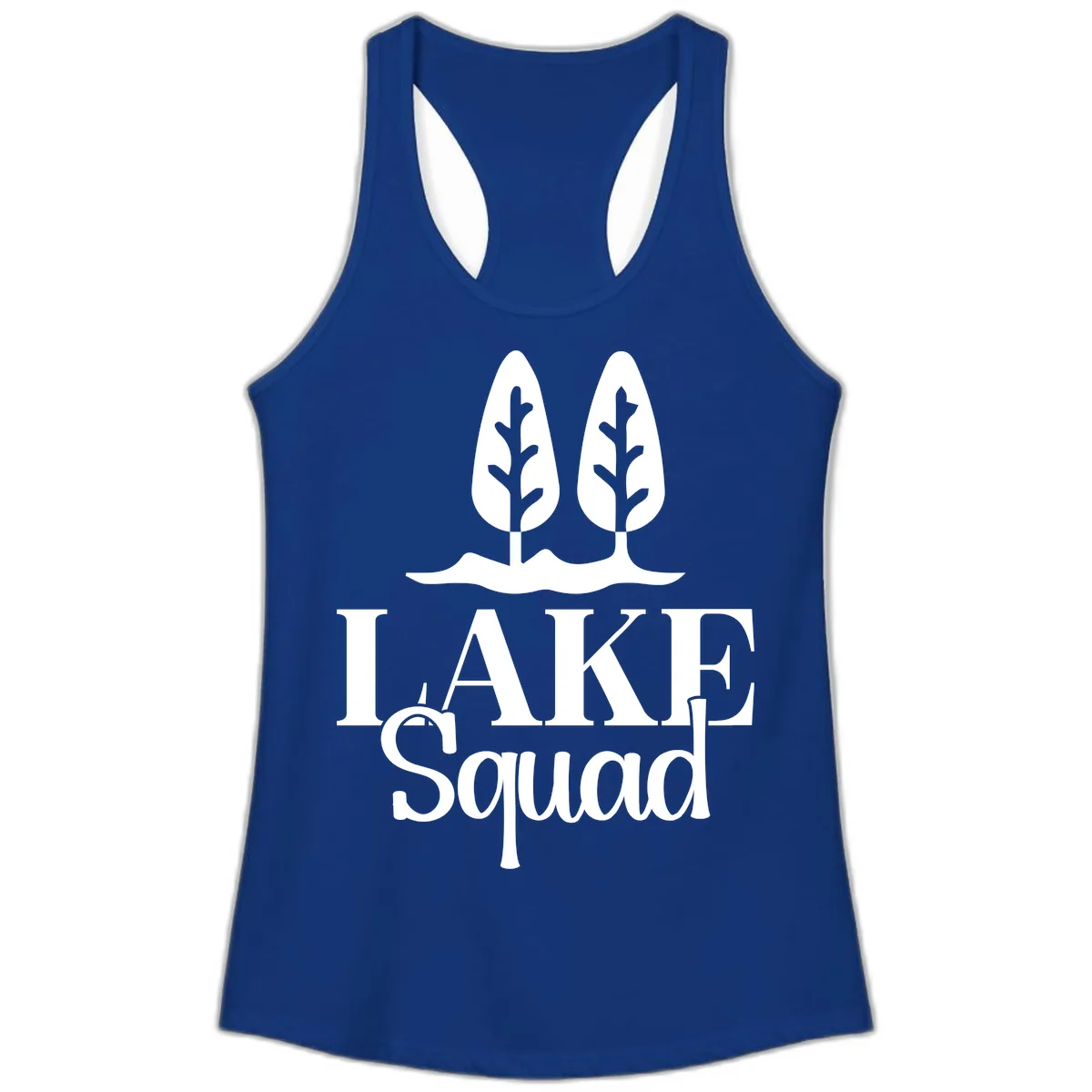 Lake Squad Lakeside Trees Ladies Tank in Solid Royal