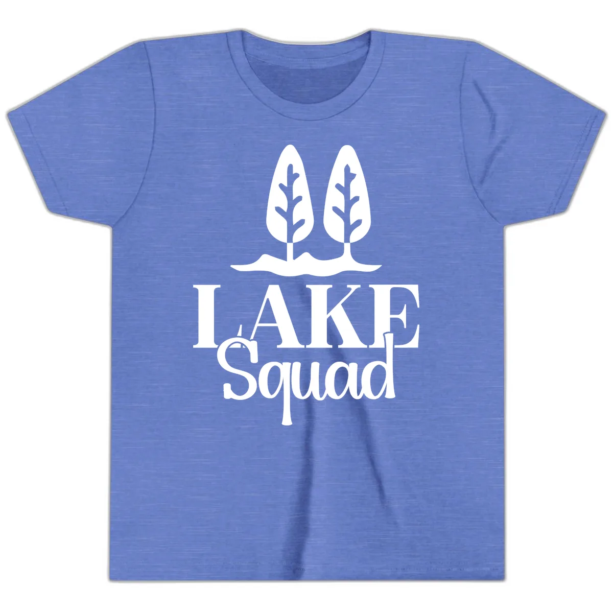 Lake Squad Lakeside Trees Youth T-Shirt in Heather Columbia Blue