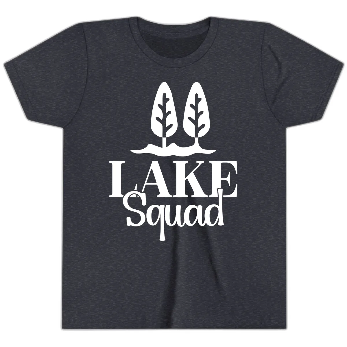 Lake Squad Lakeside Trees Youth T-Shirt in Heather Navy
