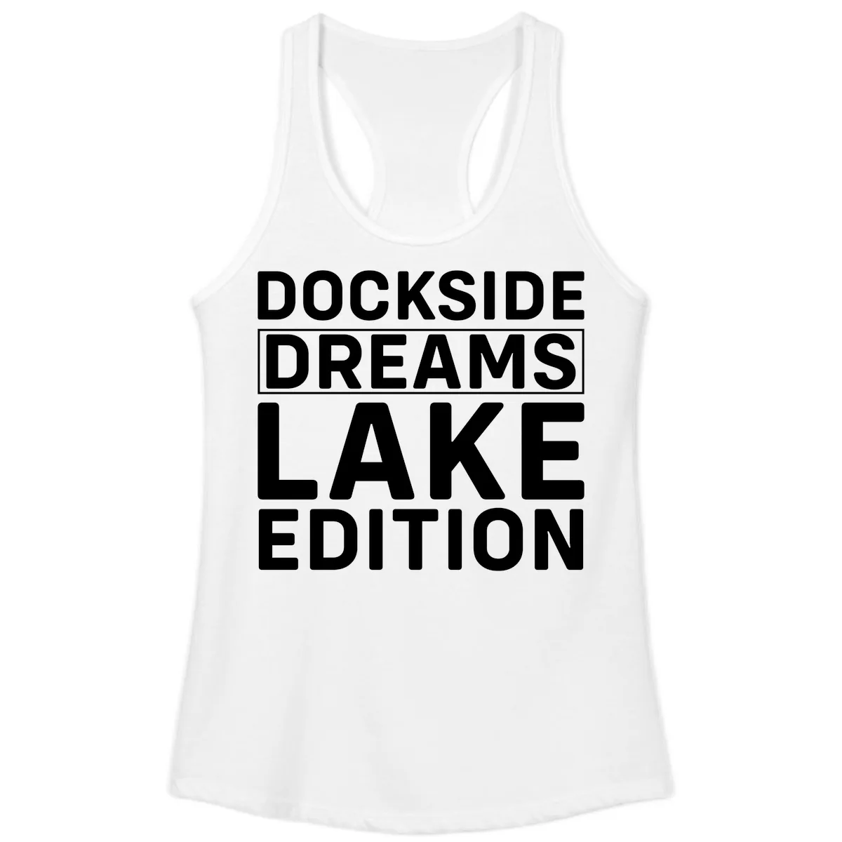 Dockside Dreams Lake Edition Ladies Tank in White