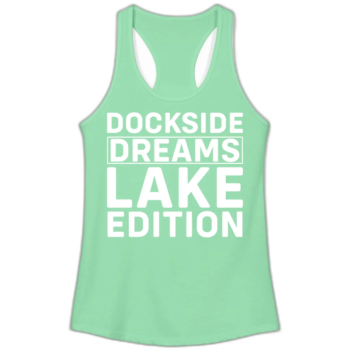 Dockside Dreams Lake Edition Ladies Tank in Solid Mint