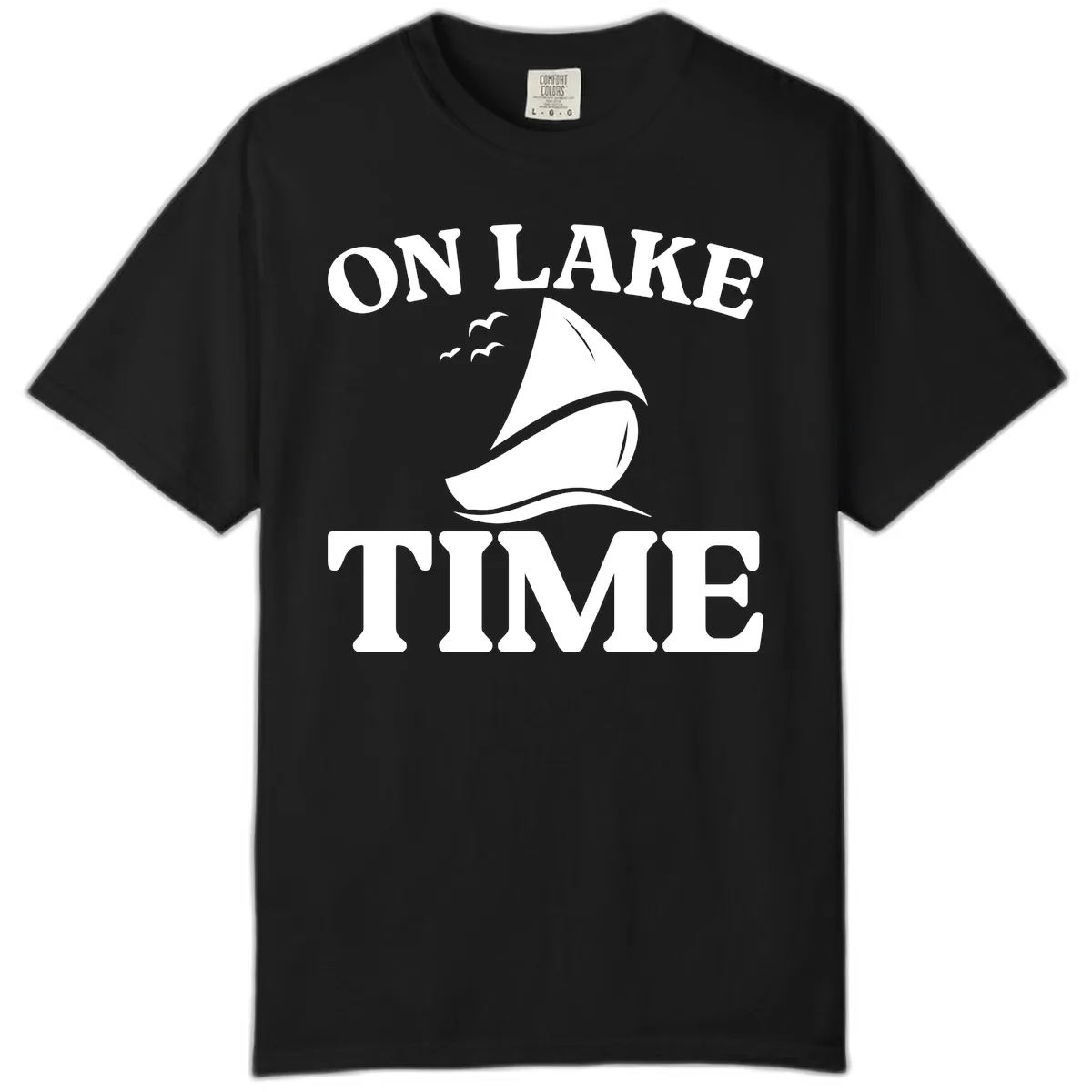 On Lake Time Sailboat Graphic Comfort Color in Black