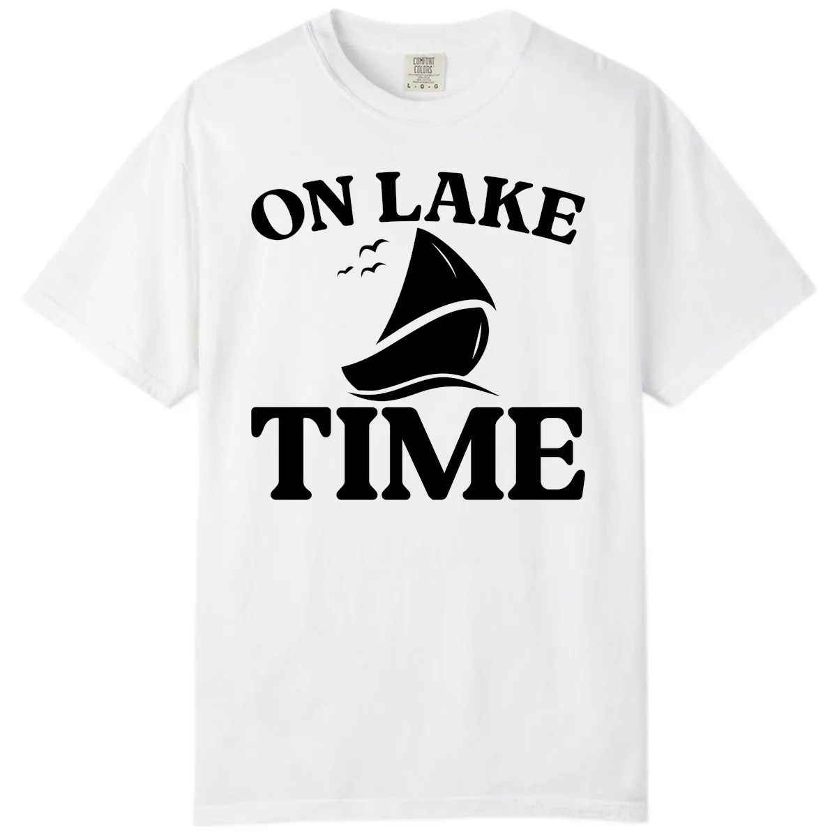 On Lake Time Sailboat Graphic Comfort Color in White