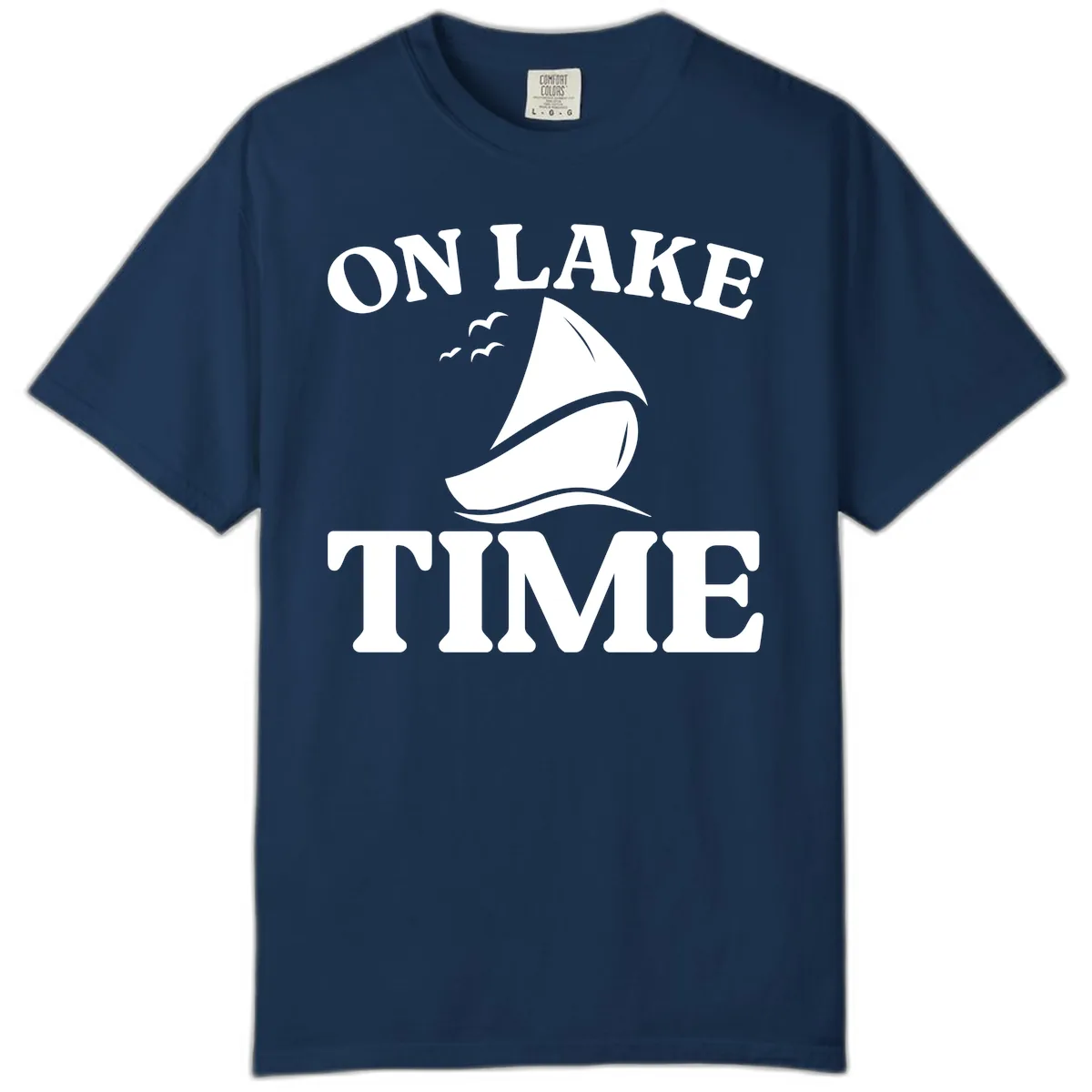 On Lake Time Sailboat Graphic Comfort Color in Navy