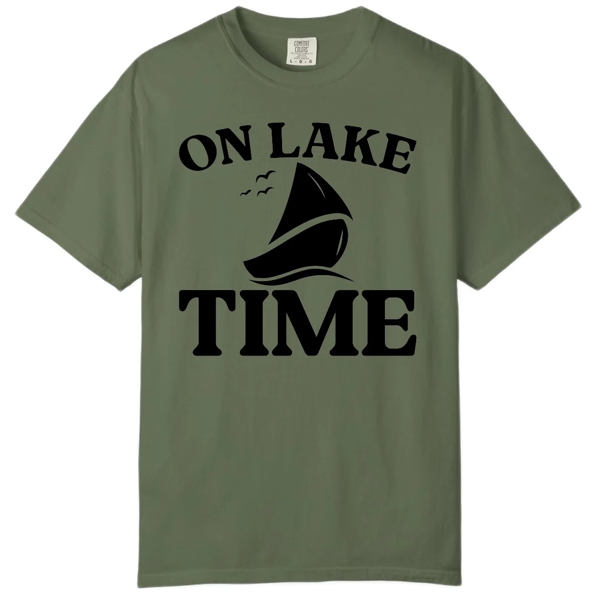 On Lake Time Sailboat Graphic Comfort Color in Sage