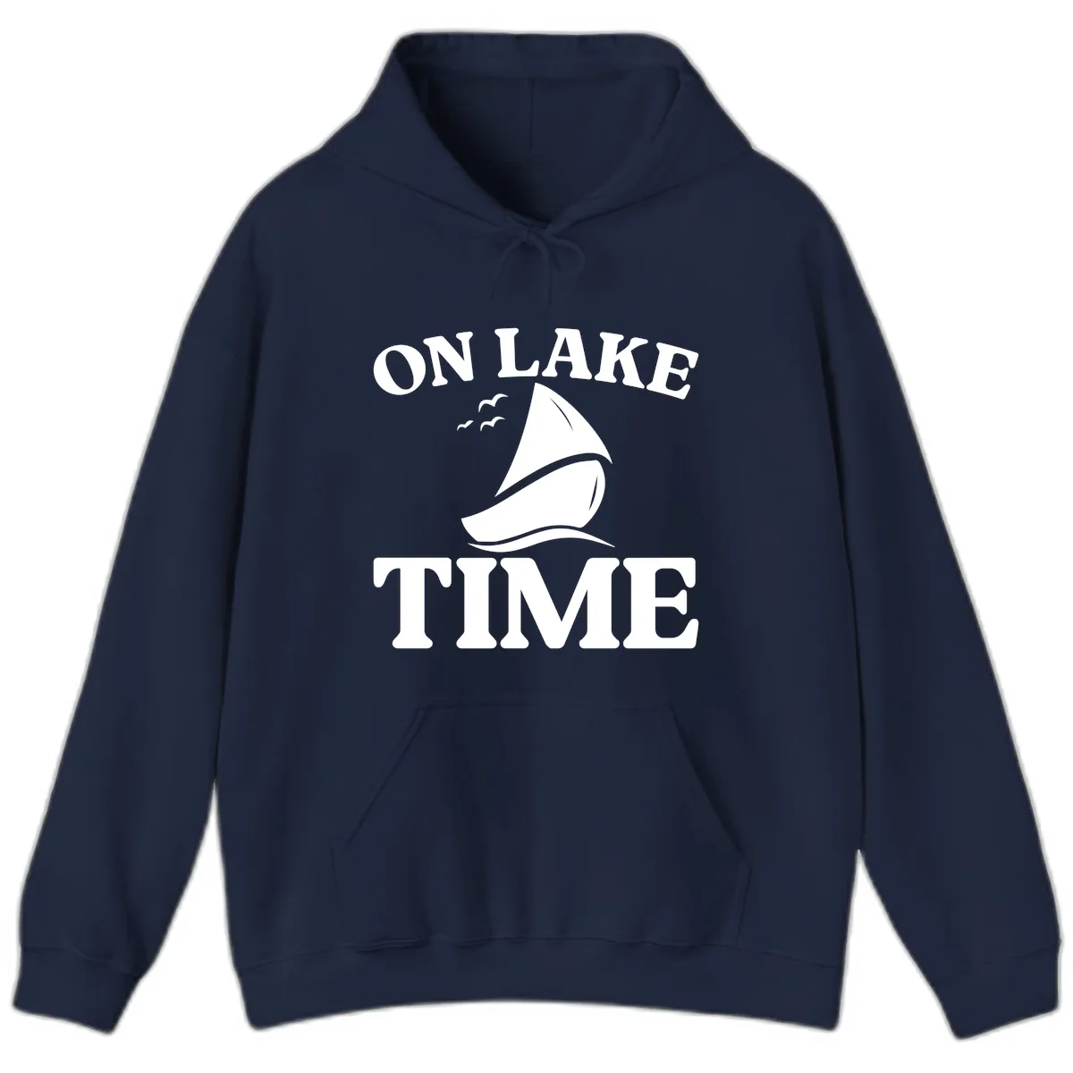 On Lake Time Sailboat Graphic Hoodie in Navy