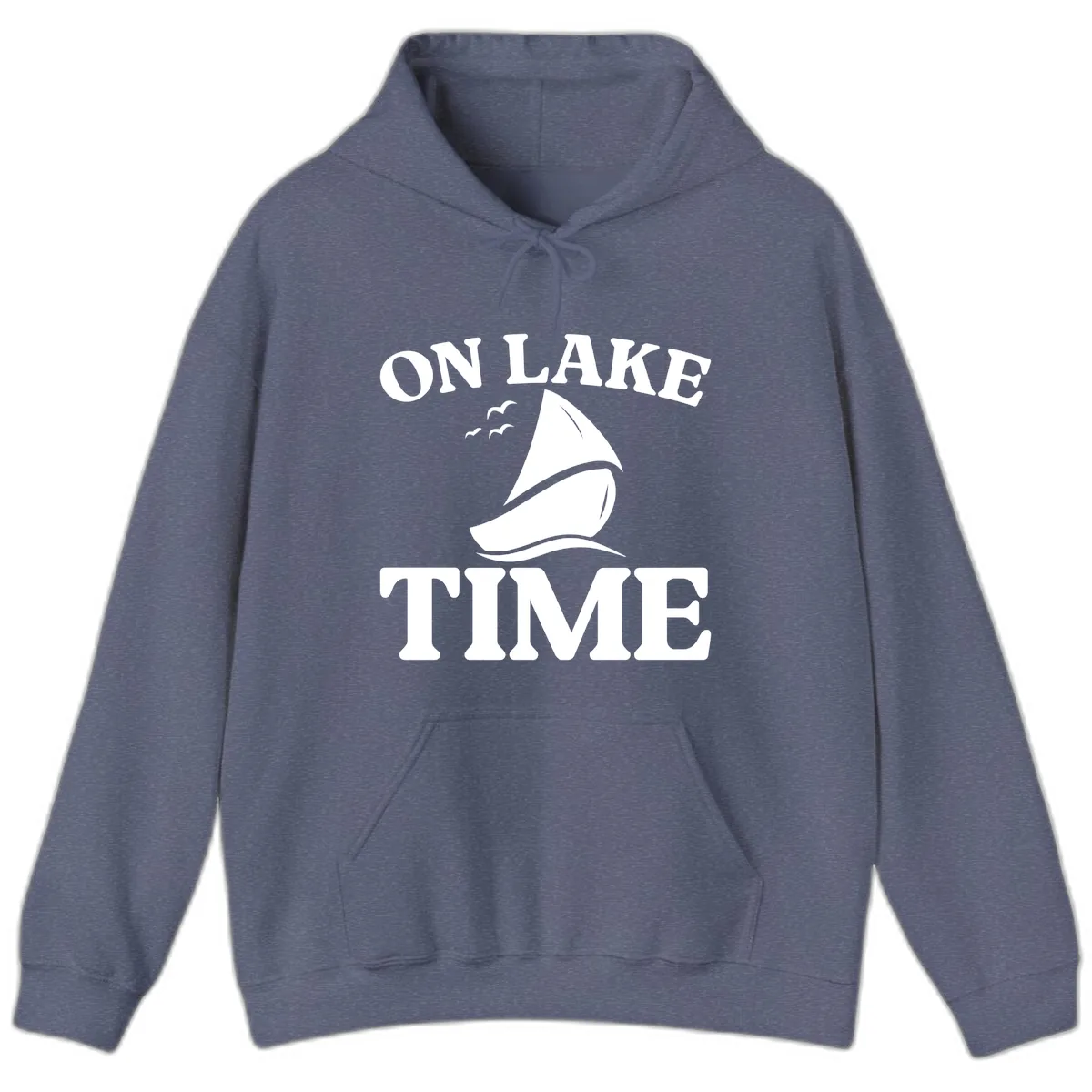 On Lake Time Sailboat Graphic Hoodie in Heather Navy