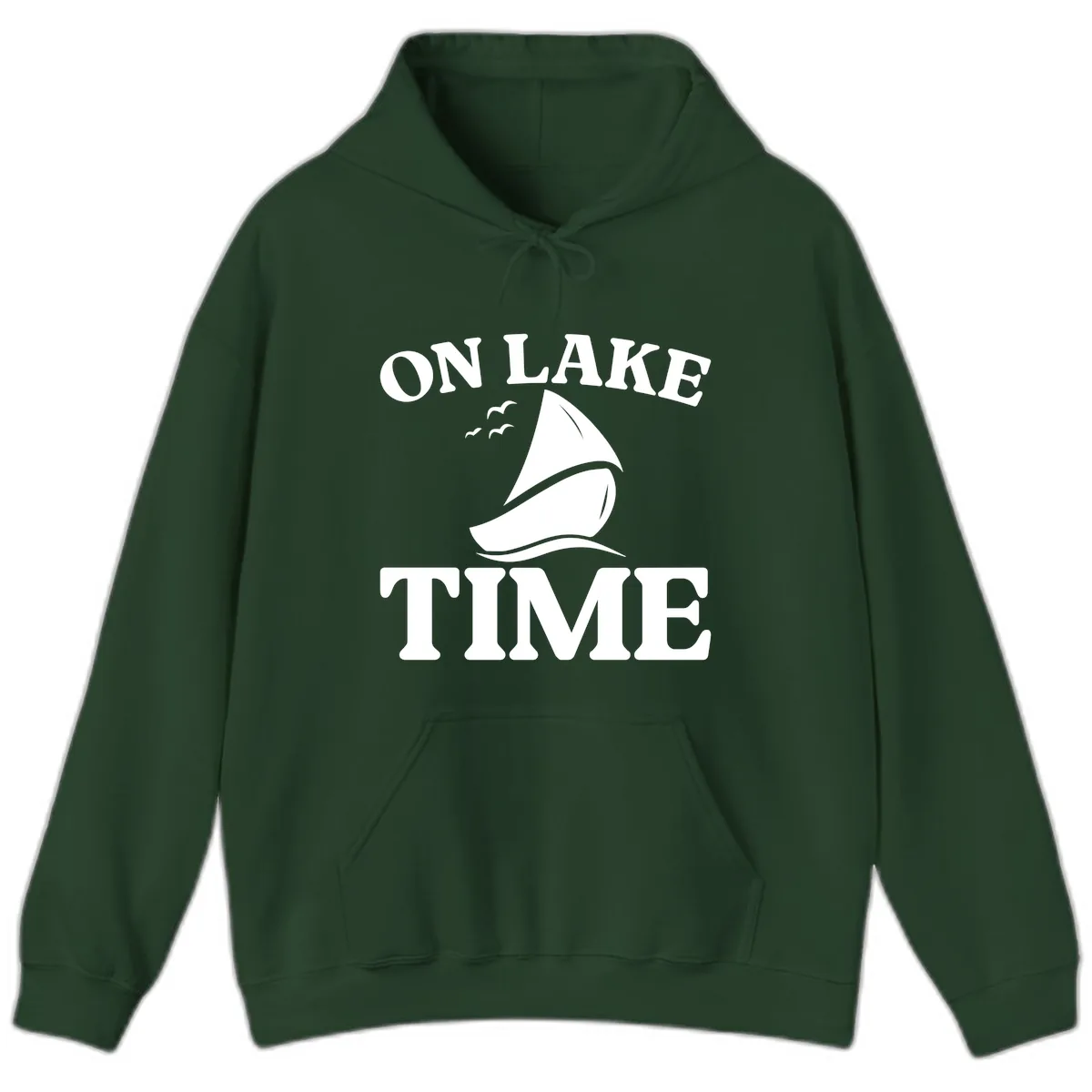 On Lake Time Sailboat Graphic Hoodie in Forest Green