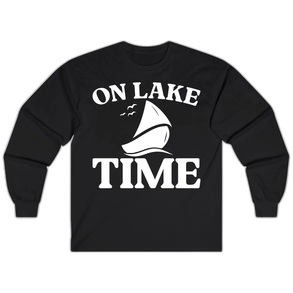 On Lake Time Sailboat Graphic Long Sleeve in Black
