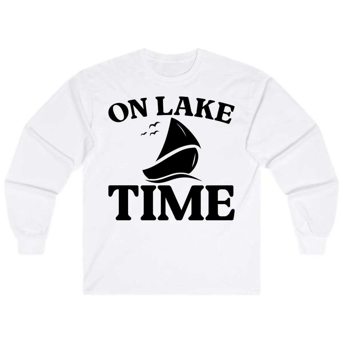 On Lake Time Sailboat Graphic Long Sleeve in White