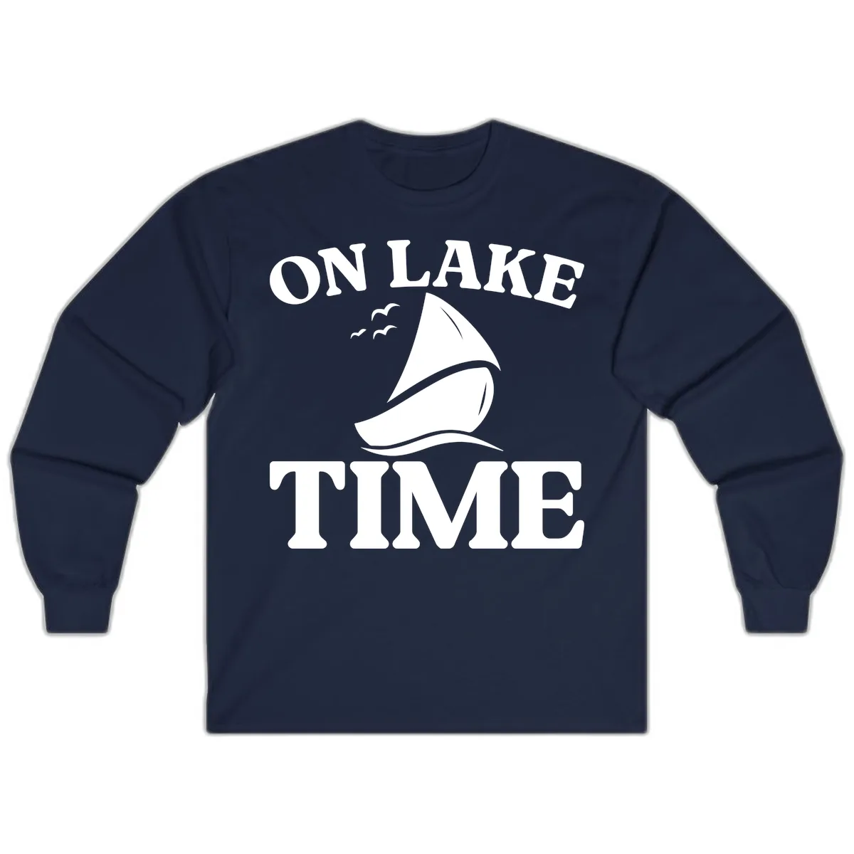 On Lake Time Sailboat Graphic Long Sleeve in Navy