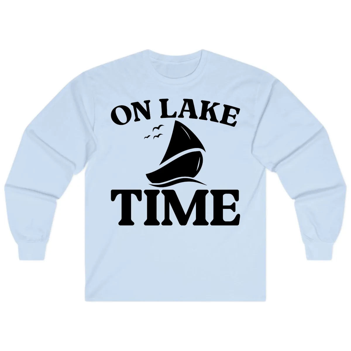 On Lake Time Sailboat Graphic Long Sleeve in Light Blue