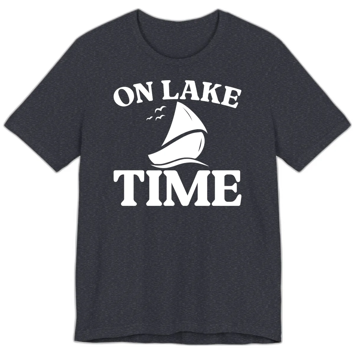 On Lake Time Sailboat Graphic Premium T-Shirt in Heather Navy