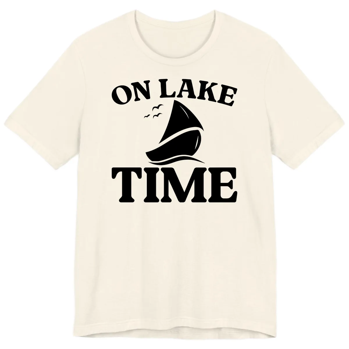 On Lake Time Sailboat Graphic Premium T-Shirt in Natural