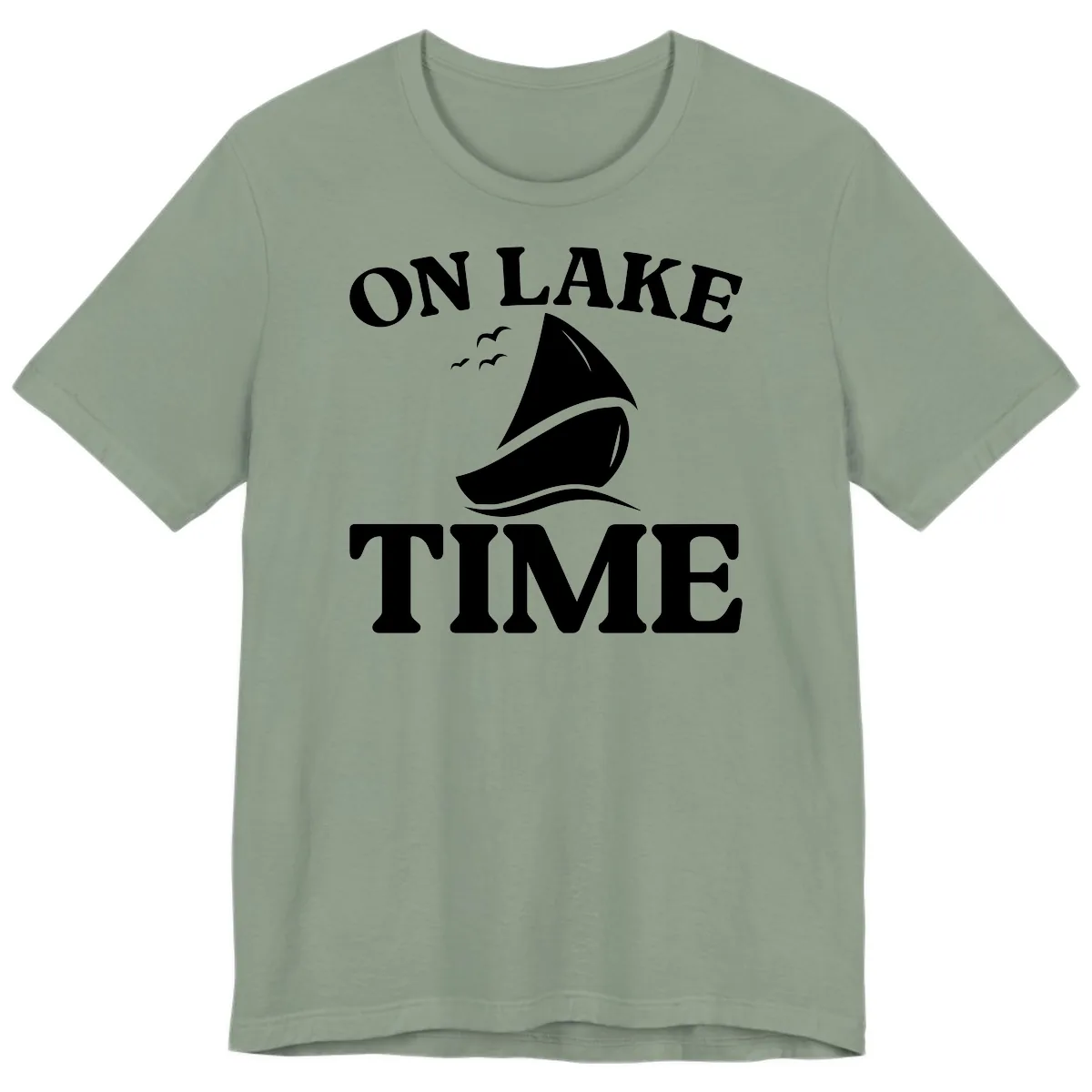 On Lake Time Sailboat Graphic Premium T-Shirt in Sage