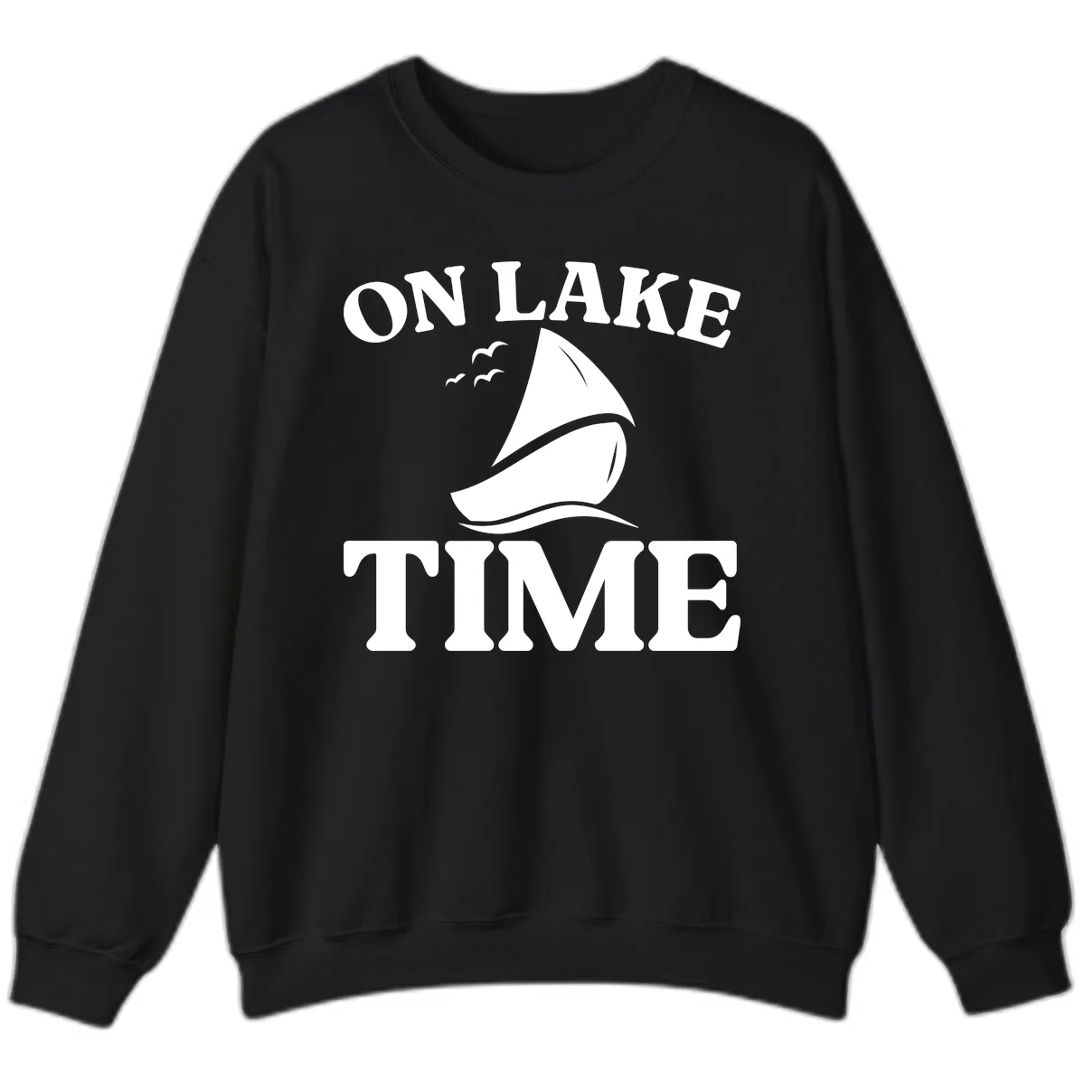 On Lake Time Sailboat Graphic Sweatshirt in Black
