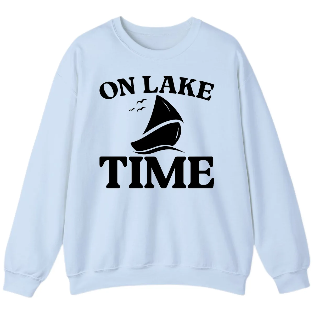 On Lake Time Sailboat Graphic Sweatshirt in Light Blue