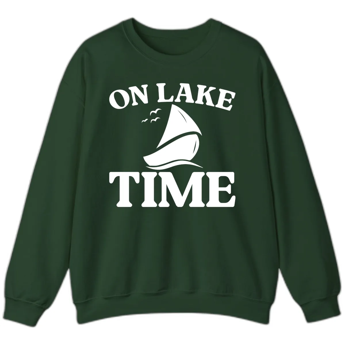 On Lake Time Sailboat Graphic Sweatshirt in Forest Green