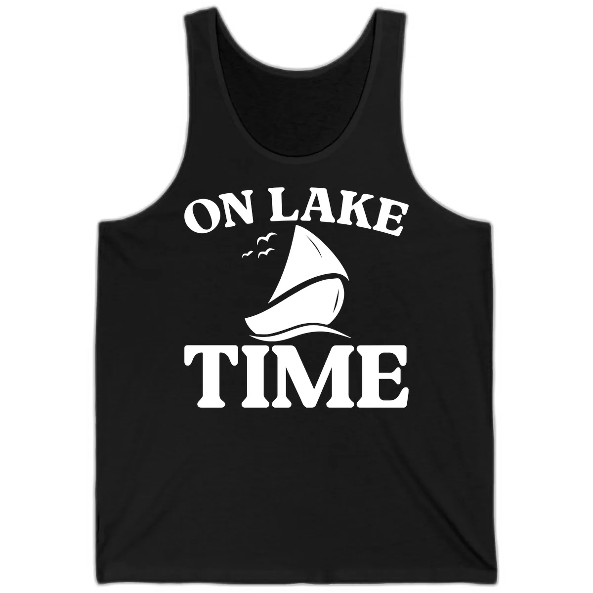 On Lake Time Sailboat Graphic Tank in Black