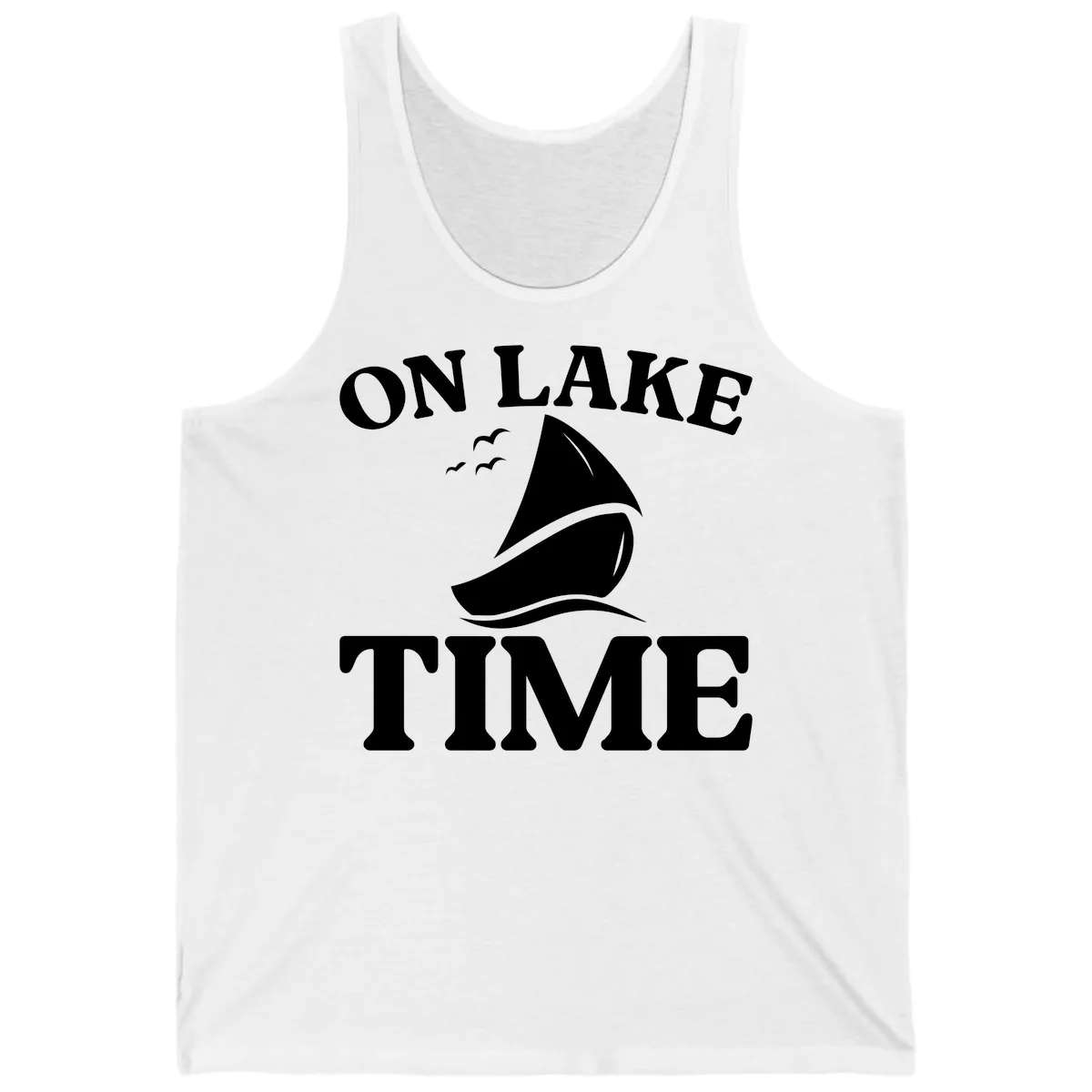 On Lake Time Sailboat Graphic Tank in White