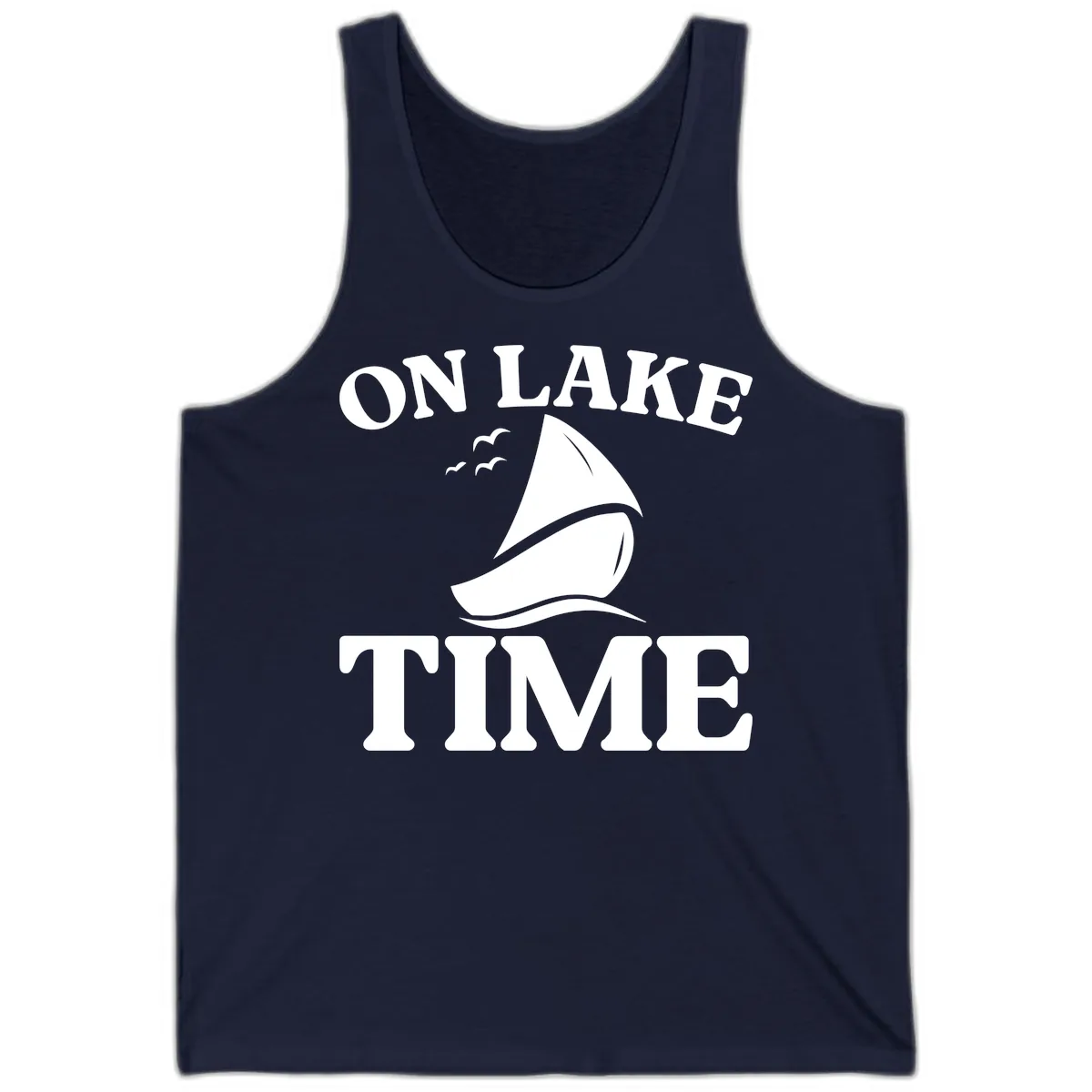 On Lake Time Sailboat Graphic Tank in Navy