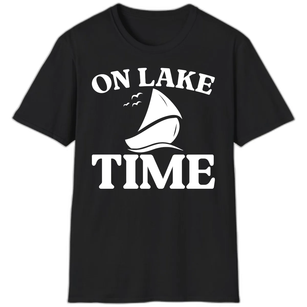 On Lake Time Sailboat Graphic T-Shirt in Black