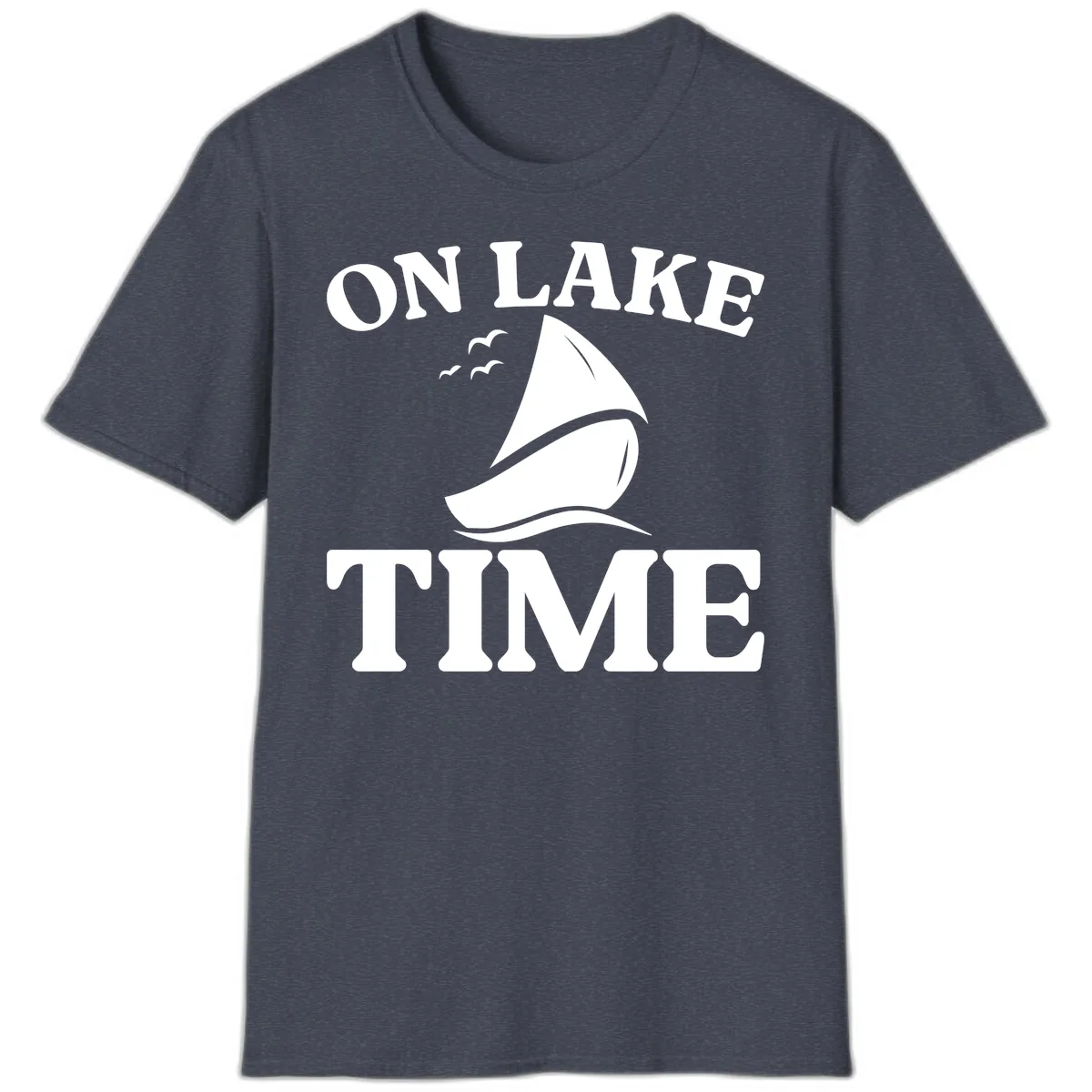 On Lake Time Sailboat Graphic T-Shirt in Heather Navy