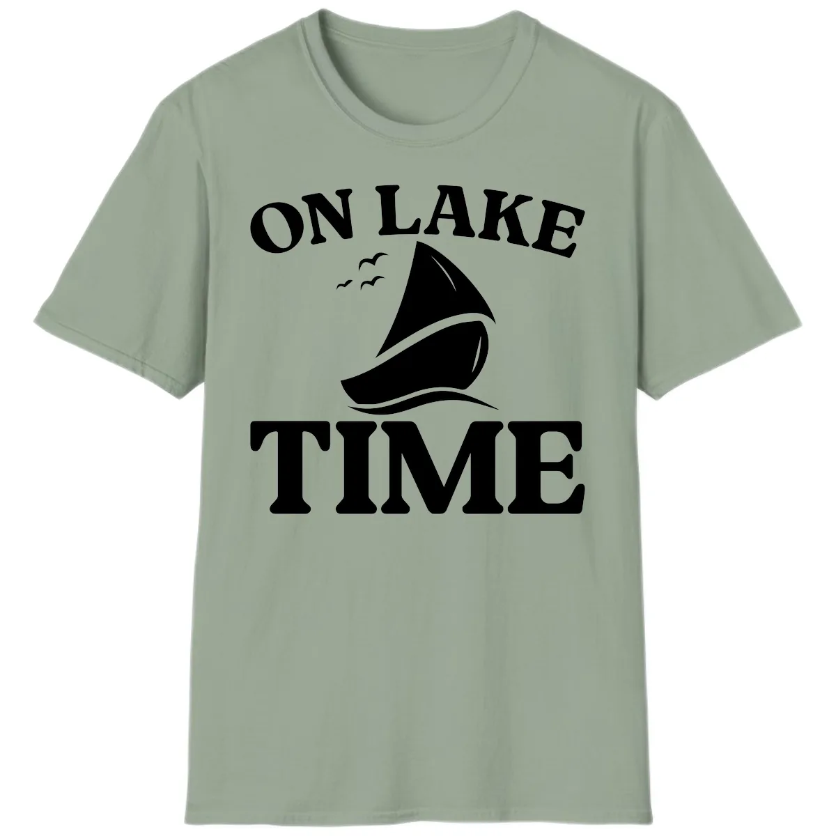 On Lake Time Sailboat Graphic T-Shirt in Sage