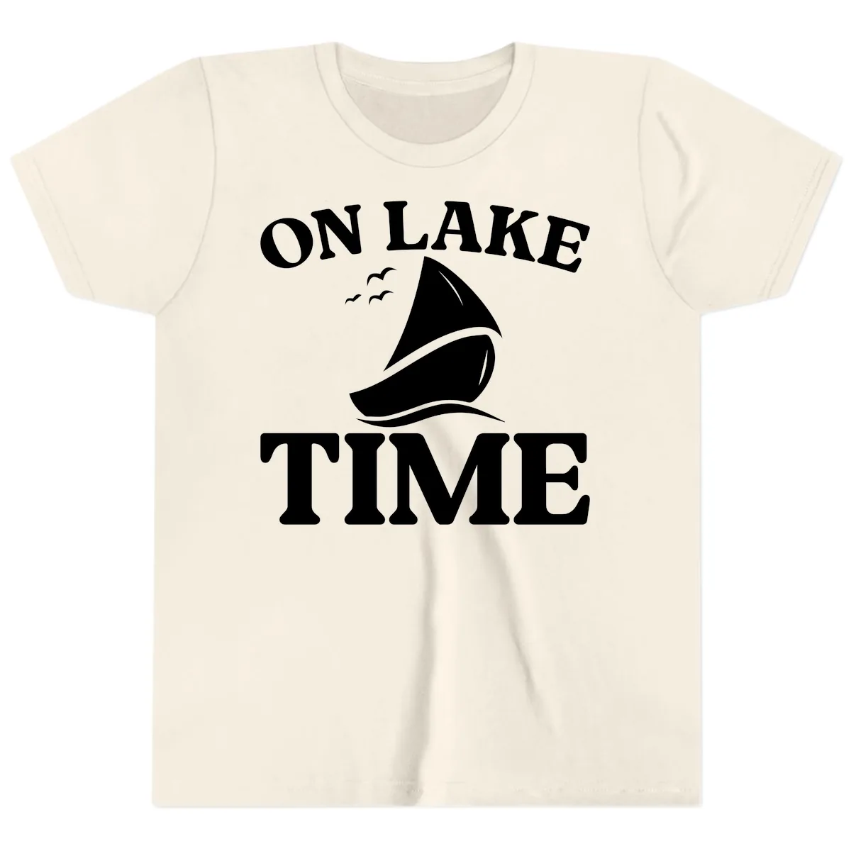 On Lake Time Sailboat Graphic Youth T-Shirt in Natural