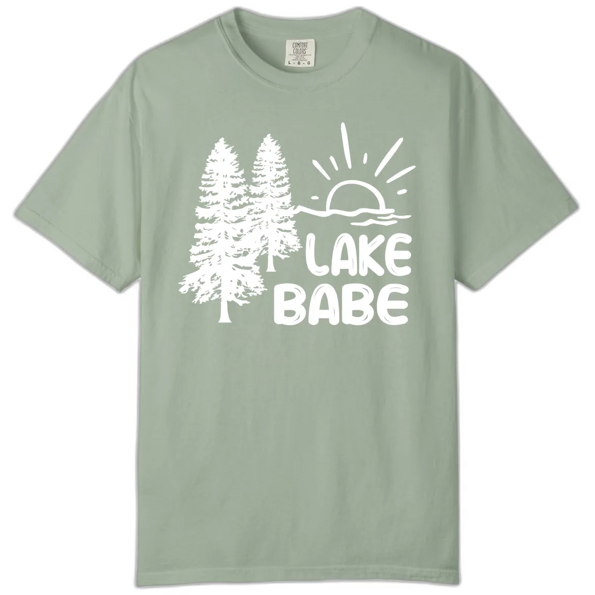 Lake Babe Mountain Trees Sun Design Comfort Color in Bay