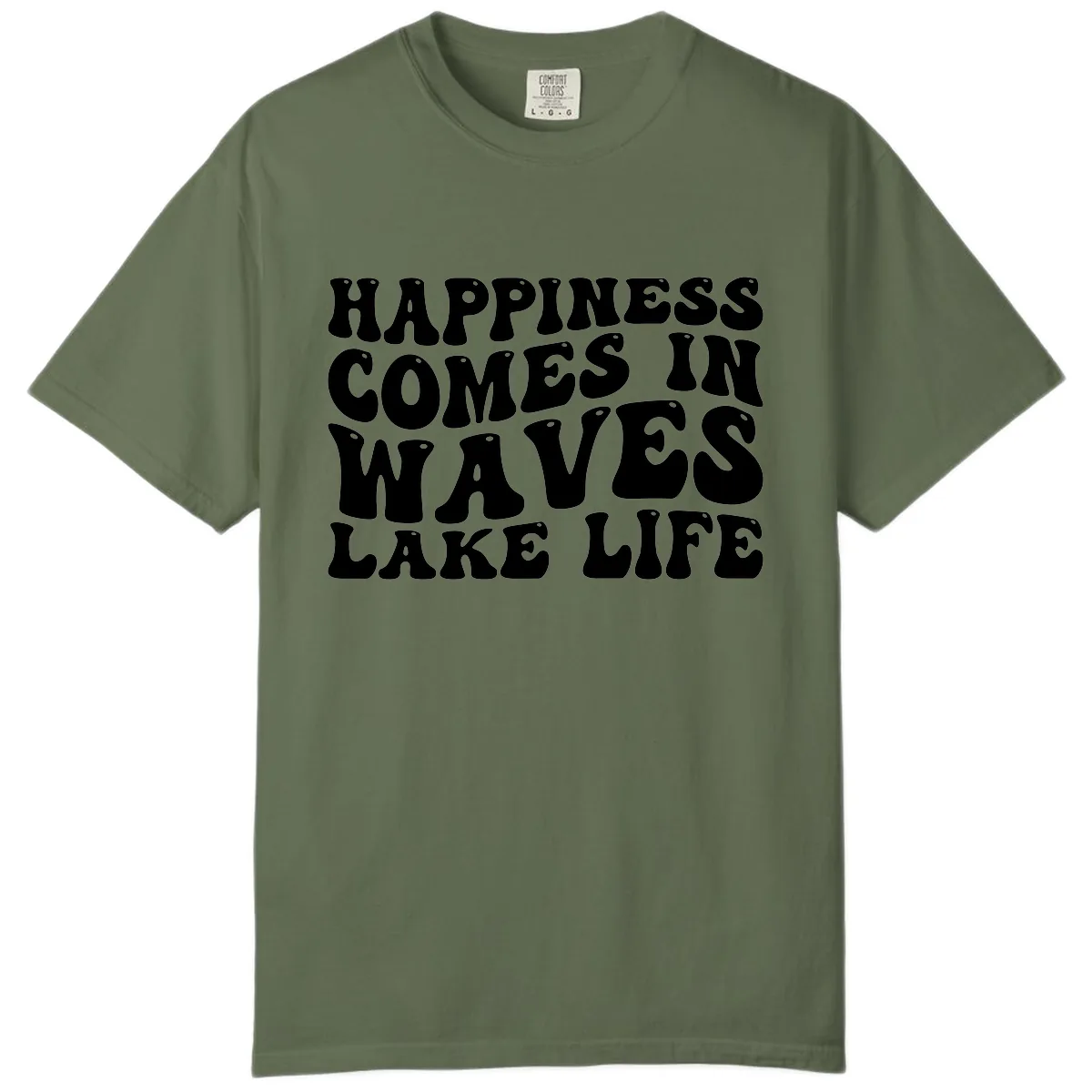 Happiness Comes In Waves Lake Life Comfort Color in Sage