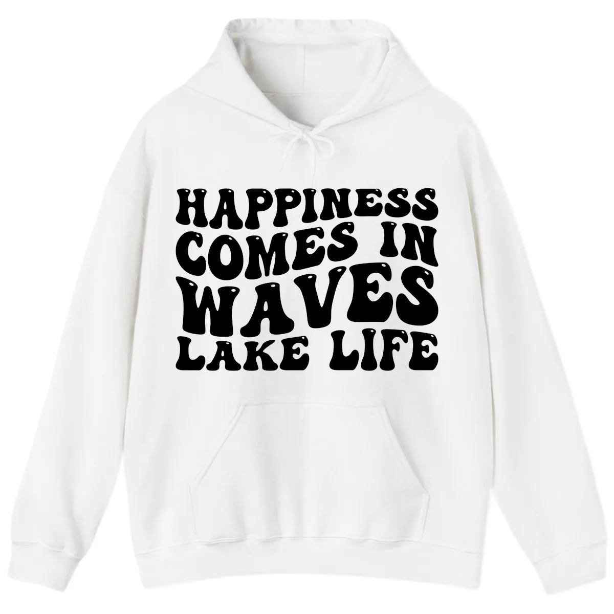 Happiness Comes In Waves Lake Life Hoodie in White