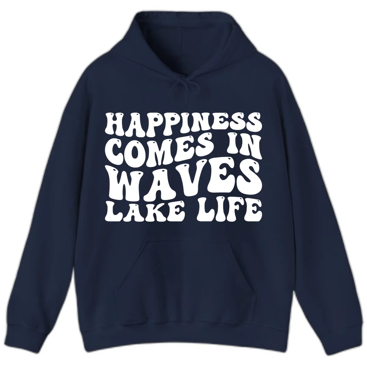 Happiness Comes In Waves Lake Life Hoodie in Navy