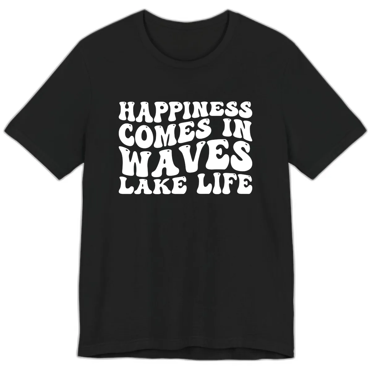Happiness Comes In Waves Lake Life Premium T-Shirt in Black