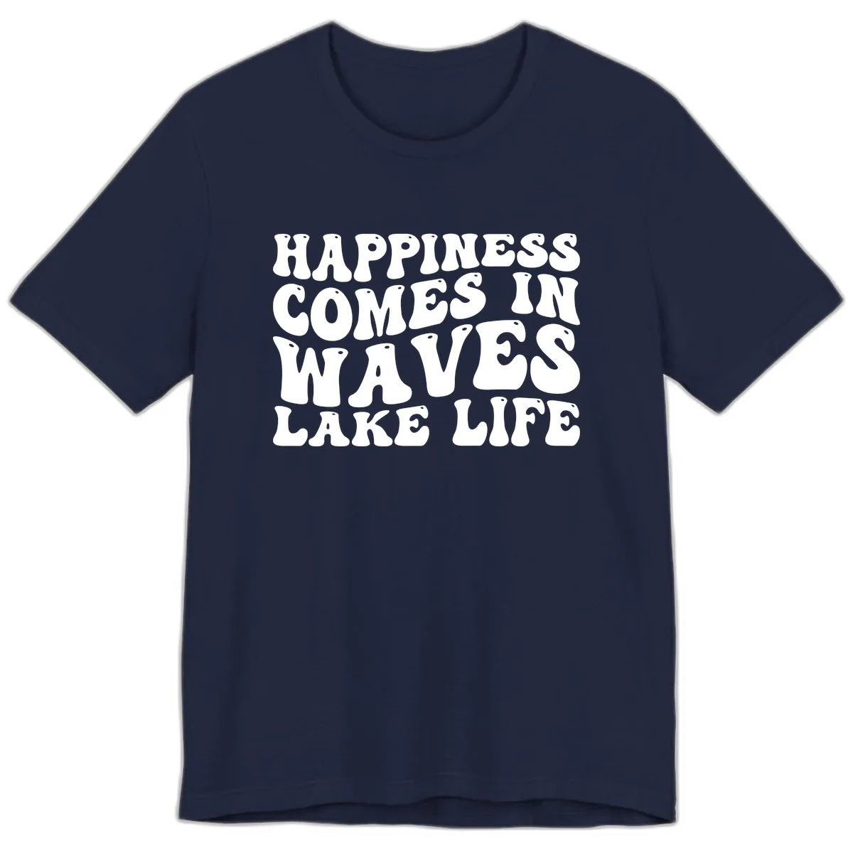 Happiness Comes In Waves Lake Life Premium T-Shirt in Navy