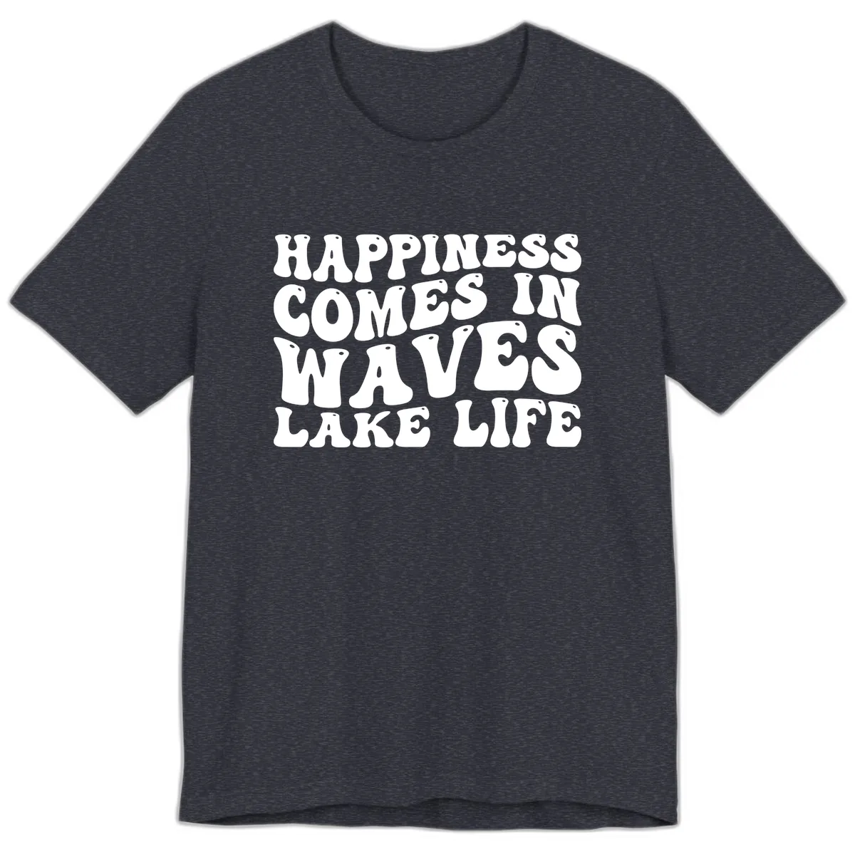 Happiness Comes In Waves Lake Life Premium T-Shirt in Heather Navy