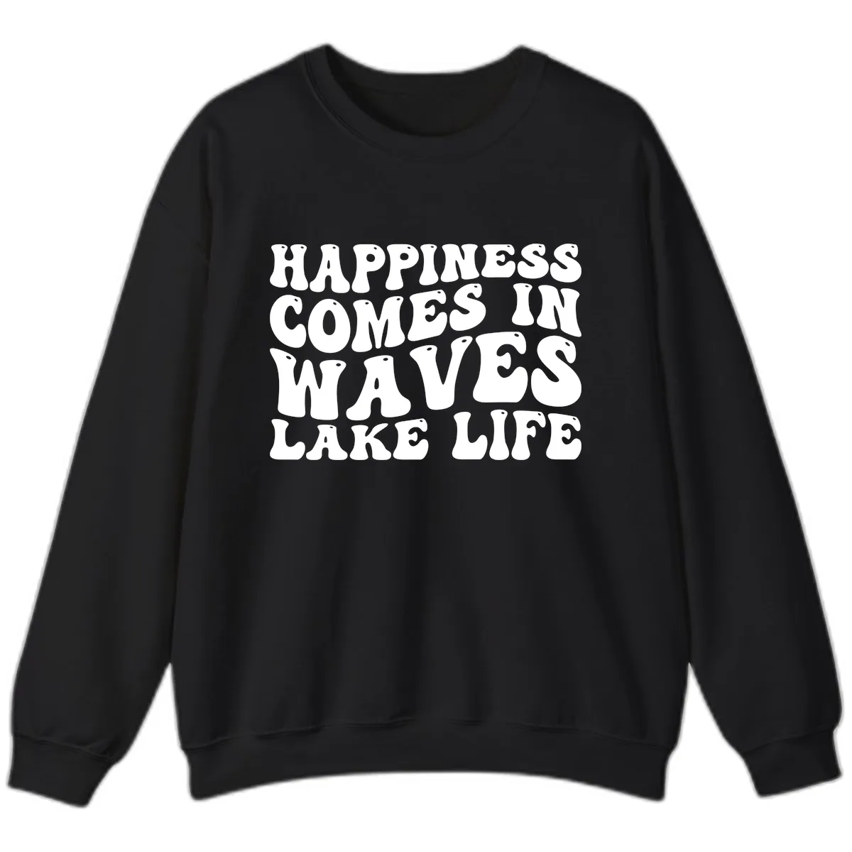 Happiness Comes In Waves Lake Life Sweatshirt in Black