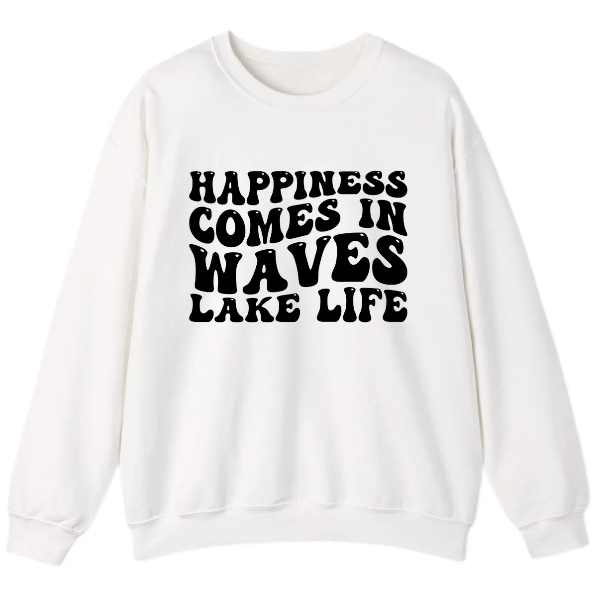 Happiness Comes In Waves Lake Life Sweatshirt in White