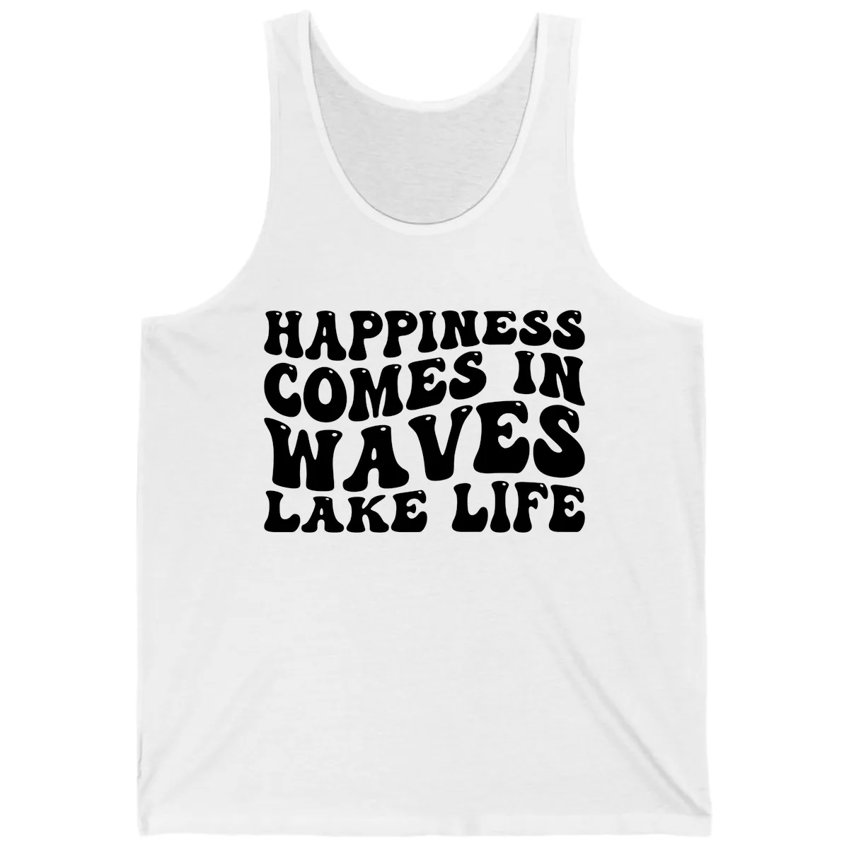 Happiness Comes In Waves Lake Life Tank in White