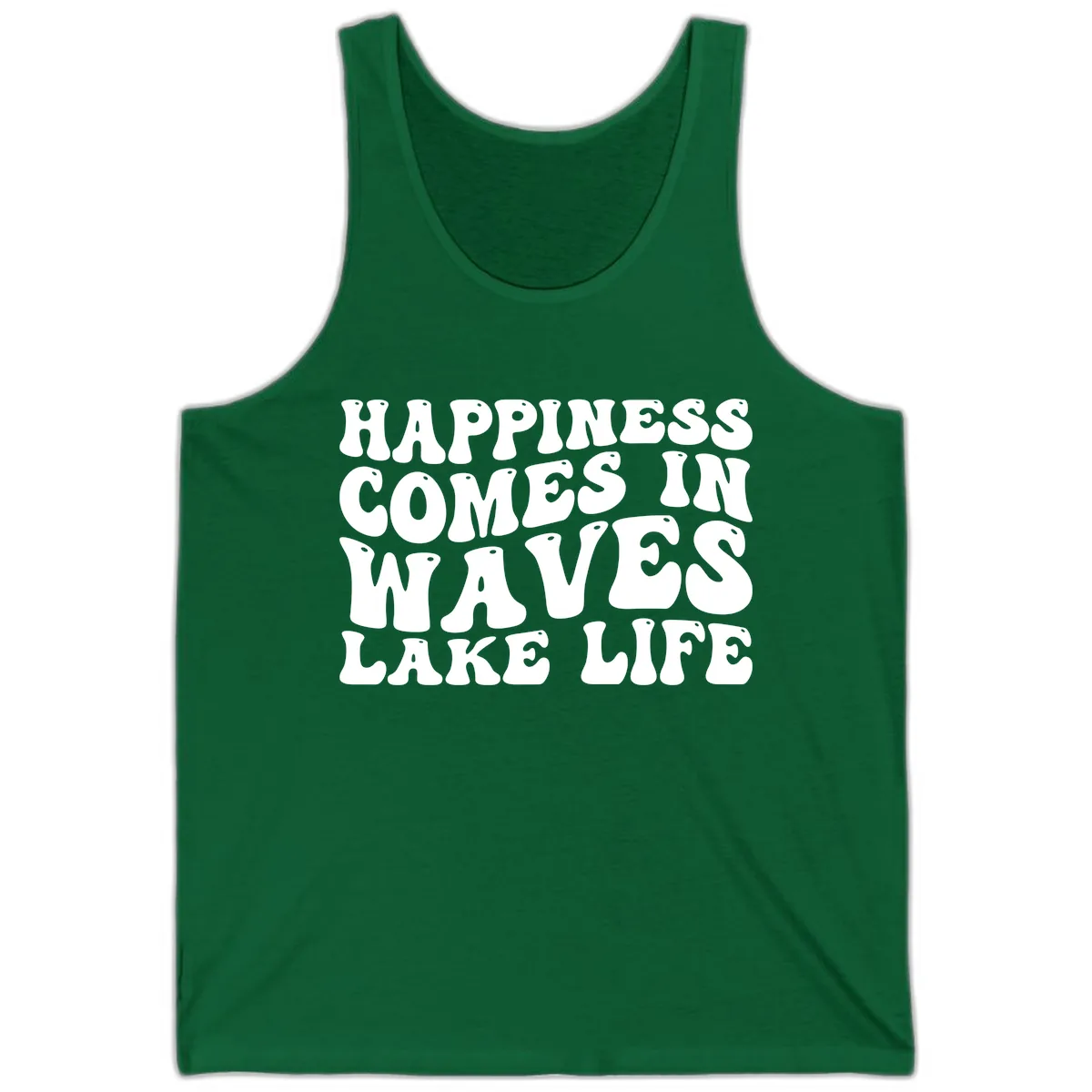 Happiness Comes In Waves Lake Life Tank in Kelly