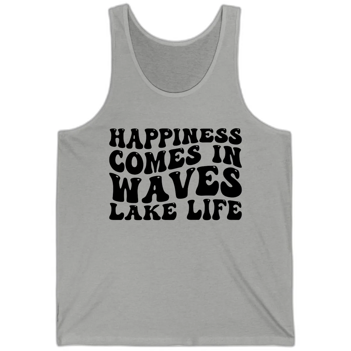 Happiness Comes In Waves Lake Life Tank in Athletic Heather