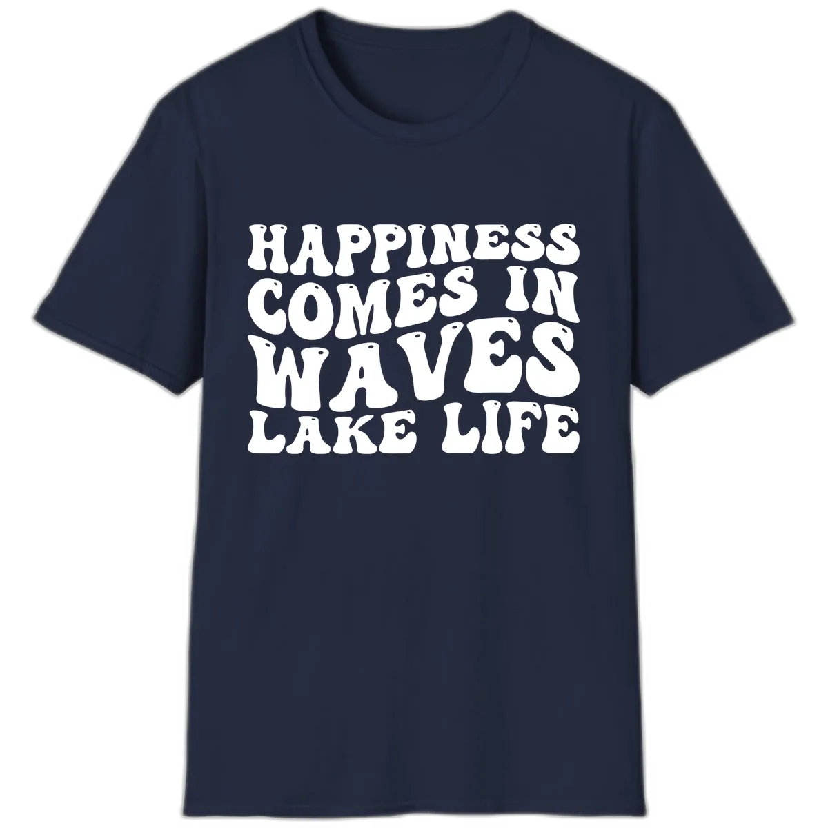 Happiness Comes In Waves Lake Life T-Shirt in Navy